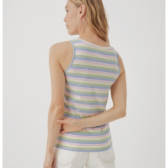 NWT Pact women's prism stripe soft spun high neck tank - Picture 5 of 7